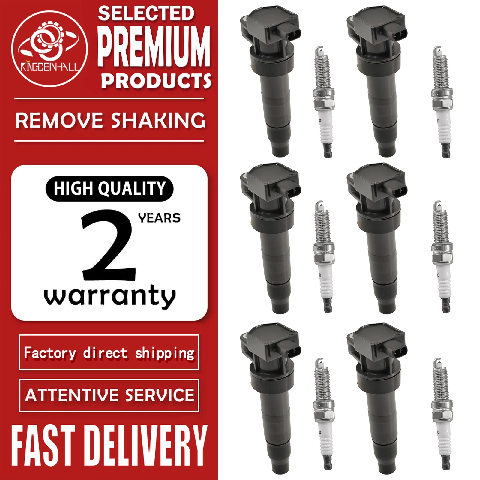6pcs 27301-3C000 Engine Tune Up Kit Coil Spark Plug18846-11070 Compatible With Hyundai Genesis Azera Kia Cadenza 3.8L 3.3L V6