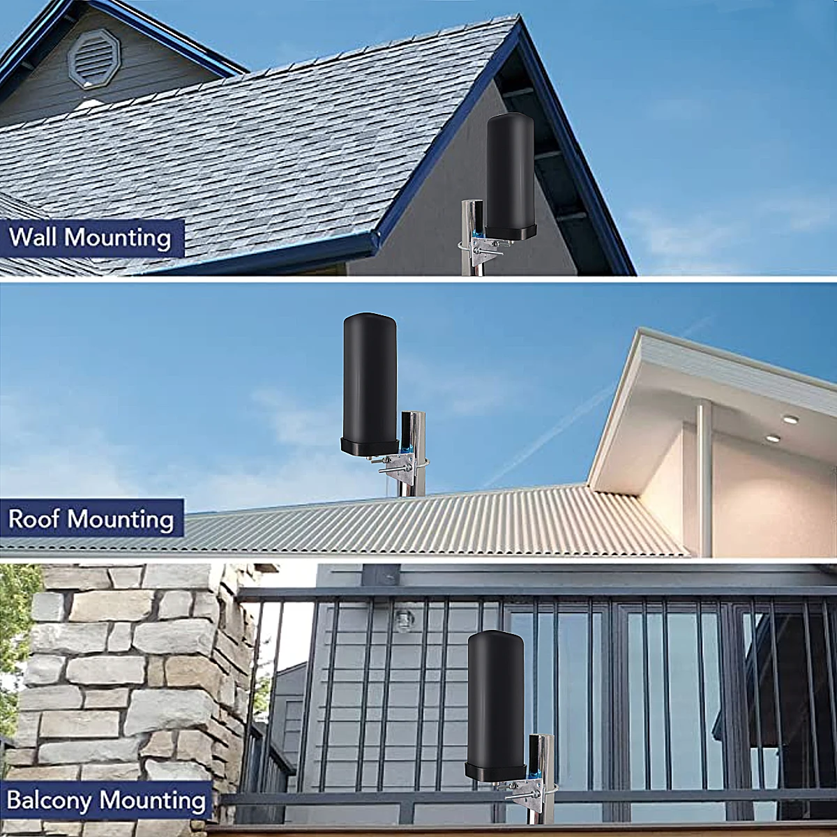 High Gain Barrel Antenna Digital HDTV Antenna Omni Signal Amplifier Waterproof Outdoor TV Antenna with Booster