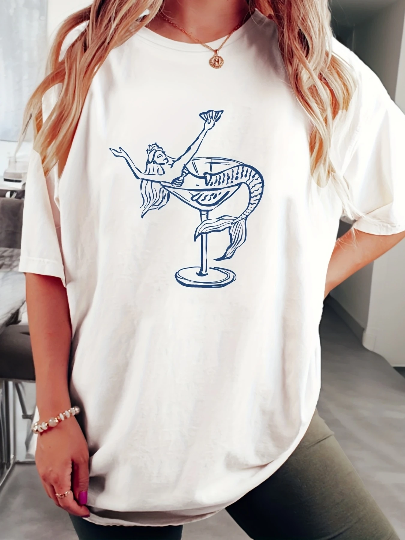 Women's summer and spring casual round-neck short-sleeved printed T-shirt