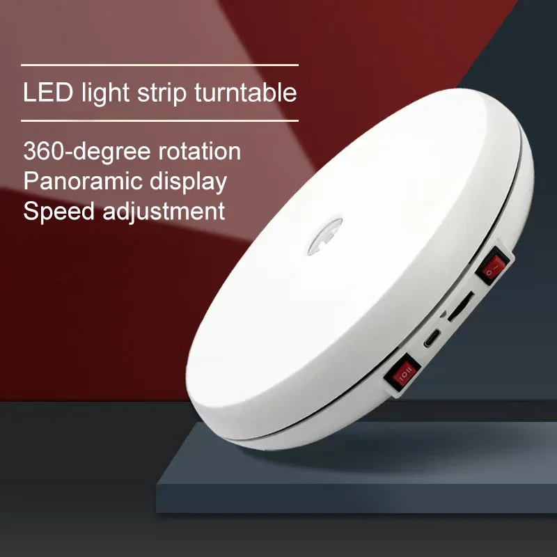 25CM Electric Rotating Display Table With LED Noiseless Multifunctional Turntable Display Stands For Photography Products Shows