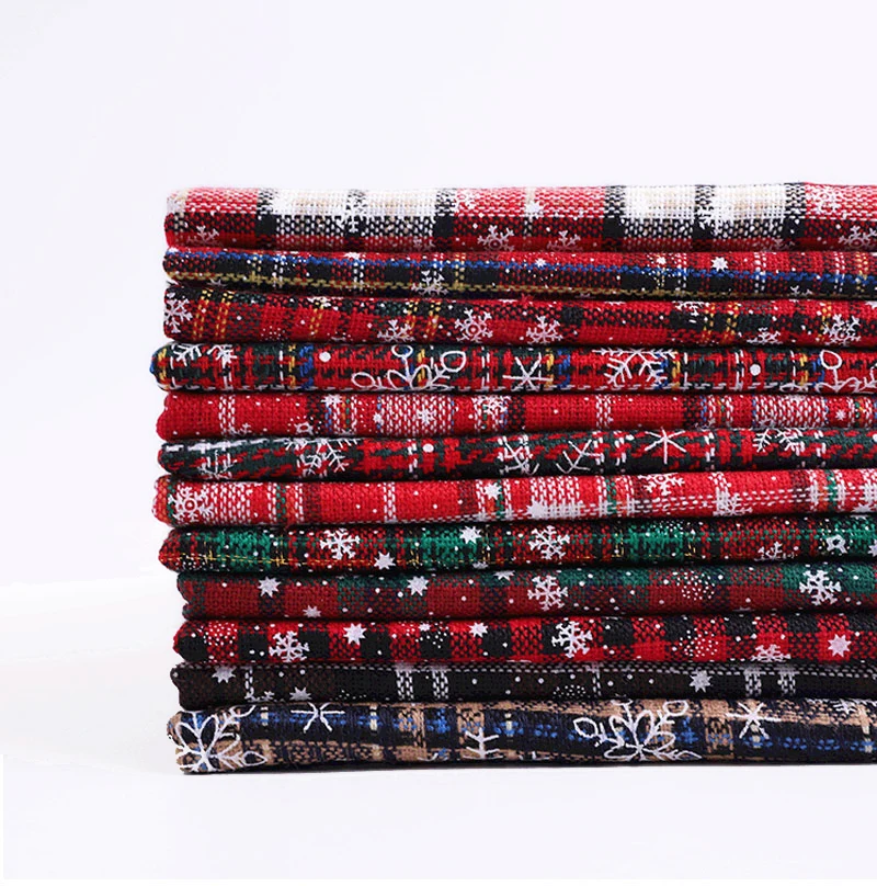Christmas Plaid Fabric for DIY Craft Sewing Christmas Decoration Quilting Christmas gift bag Pajamas tablecloth Couch Home Decor