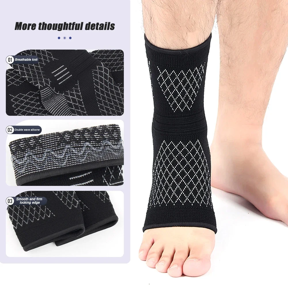 1Pcs Foot & Ankle Brace Socks for Sprained Ankle Compression Sleeve - Foot Support for Women Men - Arthritis Ankle Brace Sports