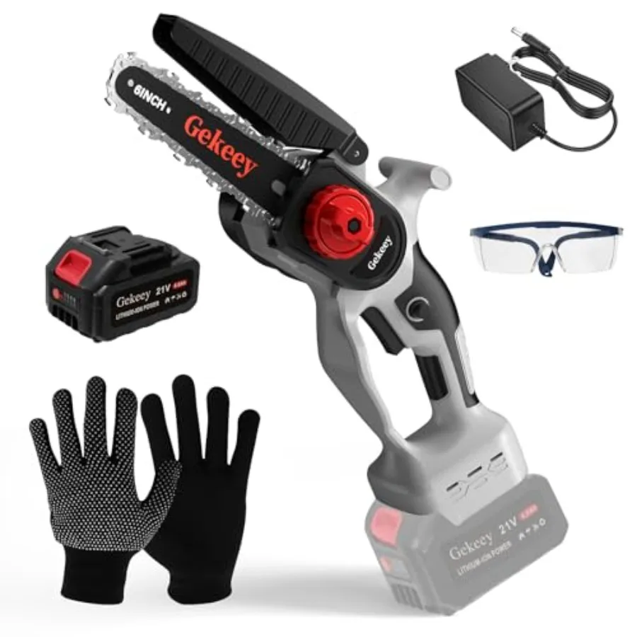 

Электрическая мини-цепная пила, беспроводная, 6 дюймов, ручная, с аккумулятором, для обрезки деревьев и резки древесины, для сада