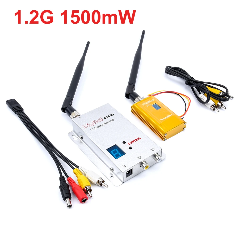 FPV 1.2Ghz 1.2G 8CH 1500mw bezprzewodowy nadajnik AV TV Audio nadajnik-wideo odbiornik dla QAV250 250 FPV zdalnie sterowany quadcopter