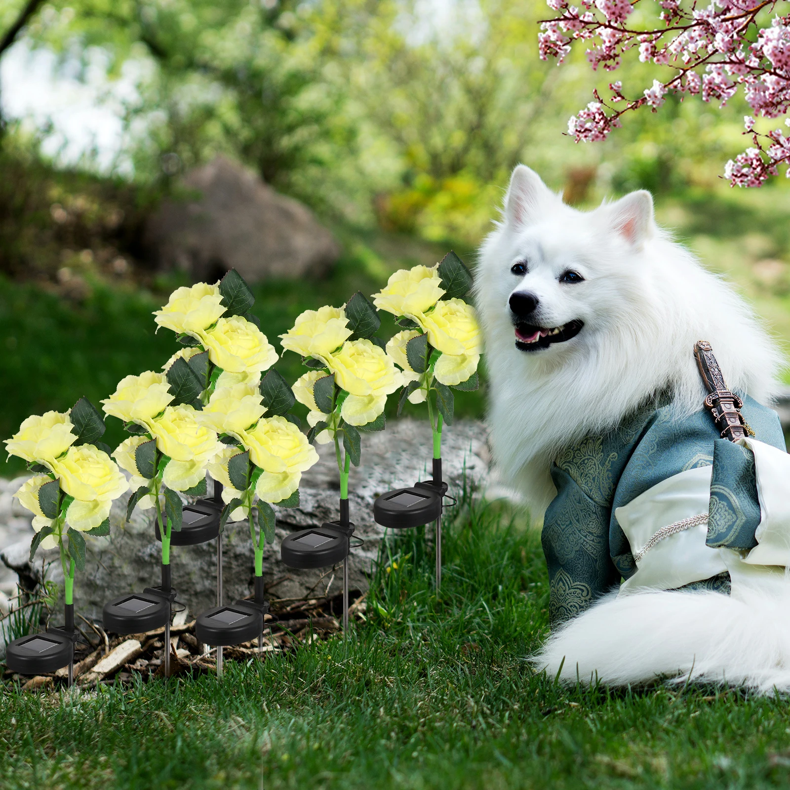 

Привлекательный солнечный цветочный светильник для сада, патио, двора, щедрый внешний вид, отличный солнечный свет для рукоделия для наружного использования