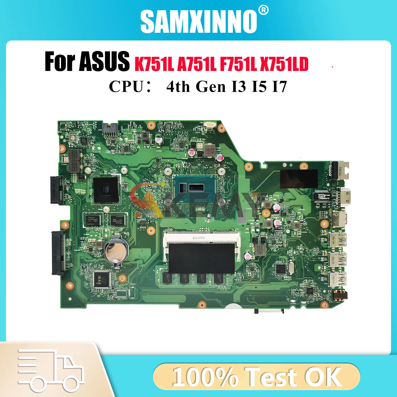 

X751LD Laptop Motherboard For ASUS X751LB F751L X751LK X751LDV X751LJ K751L X751LKB X751LN A751L X751L Mainboard W/ I3 I5 I7 CPU
