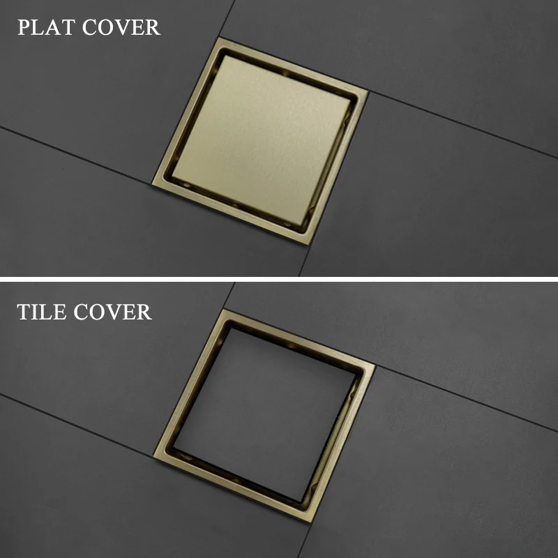 Brushed Rose Gold 15cm*15cm Tile Invisible Embedded Grid Bathroom Shower Insect-Proof Deodorant Floor Drain Square Floor Drain