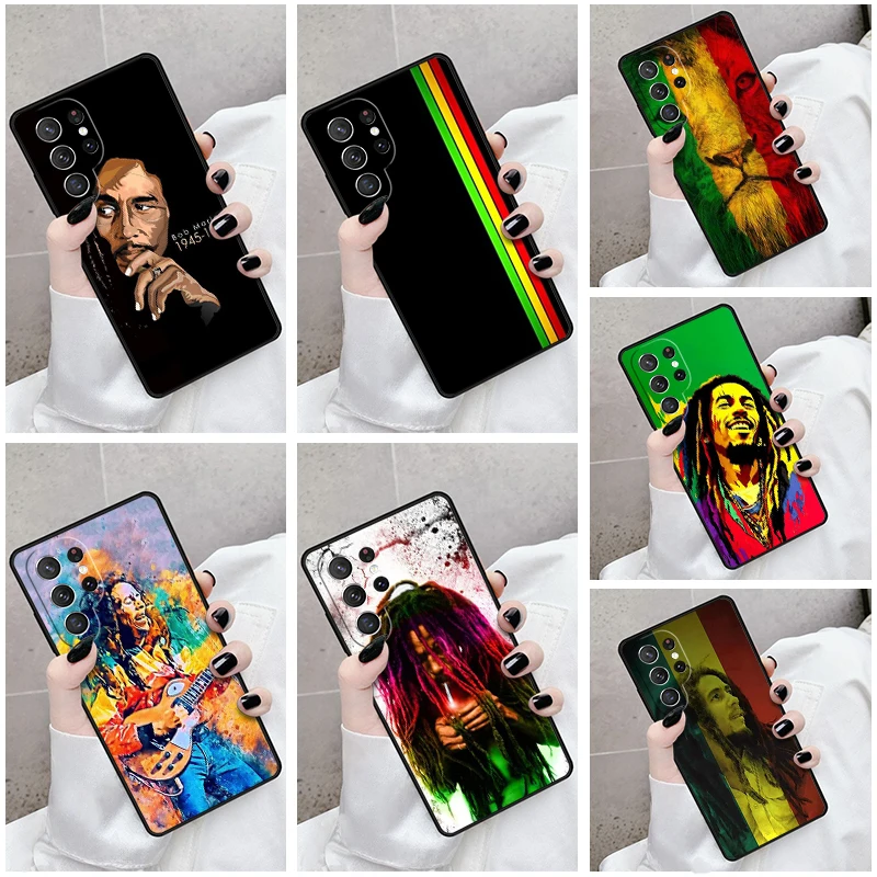 Phone Case For Samsung Galaxy S24 S23 S21fe S22 Ultra Plus Note 10 20 S8 S9 S10 Cover Bob Marley and the Rasta Lion