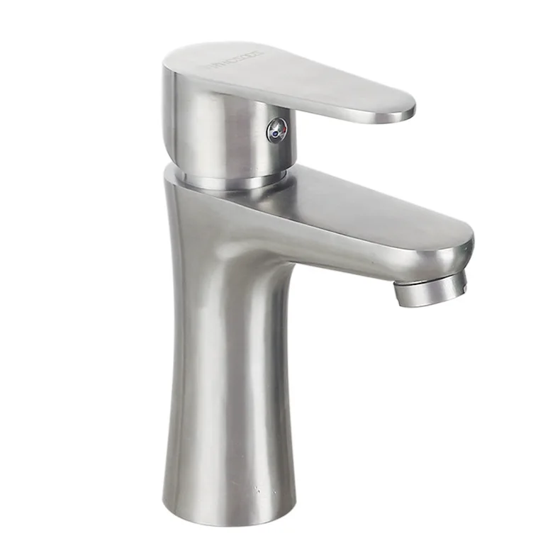 

304 stainless steel basin faucet, stainless steel small waist single hole 304 cold and hot basin mixing faucet