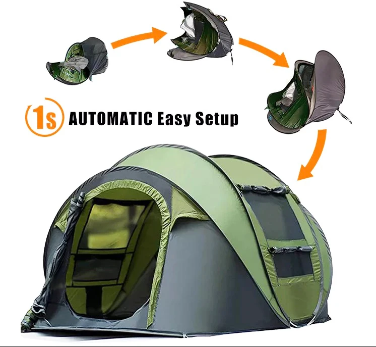 Quick Automatic Opening Tent Hand Throw Easy Organization Family Beach Tent for 3-4 People Sleeping Camping