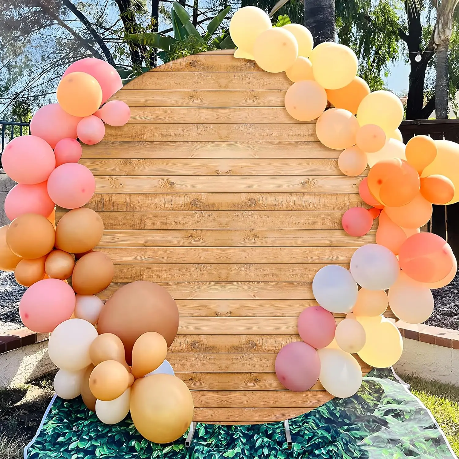 VIKAMA Runder Hintergrundvorhang, DIY-Signatur, Party-Dekoration, Hintergrund, elastischer Stoff, geeignet für Hochzeiten und Geburtstage