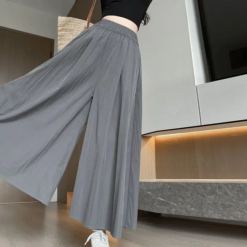 2024 Summer New Arrival High Waist Loose and Slimming Pleated Solid Color Casual Long Skirt for Women