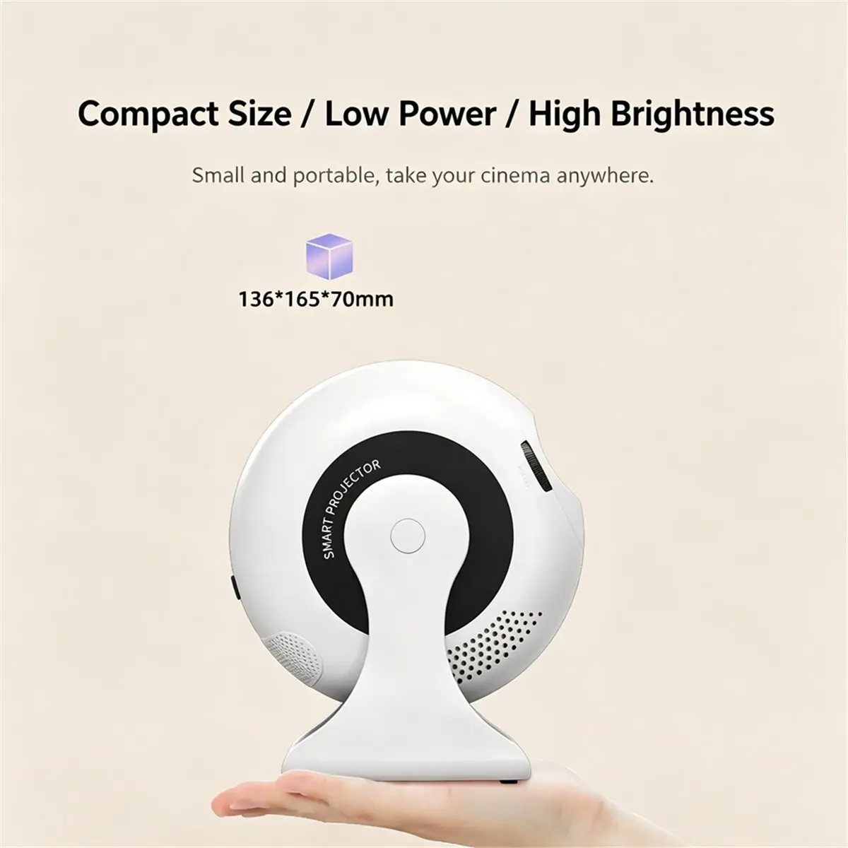 【B63C~】 Мини-проектор с Android 11, 720P, 2.4G/5G Wi-Fi, BT5.0, портативный кинотеатр для улицы, 360° °   Поворотный проектор с европейской вилкой