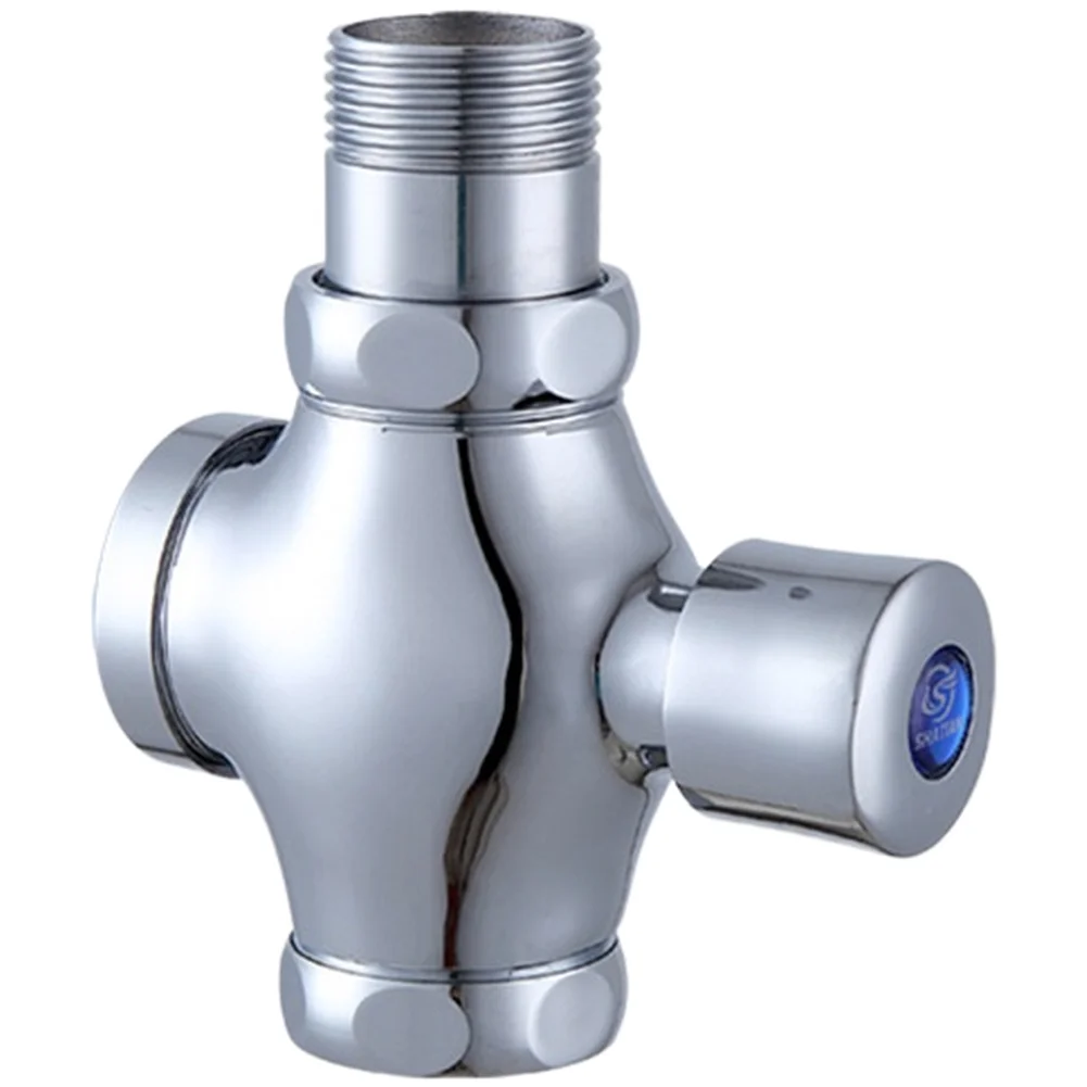 Copper Four Way Push Button Flush Valve for Squat Toilet with Auto Return and 3-6 Second Delay Flush Mechanism