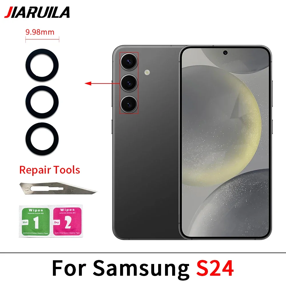 New For Samsung S24 S23 Plus Ultra Fe Camera Glass Lens Back Camera Glass Lens With Glue Sticker Adhesive