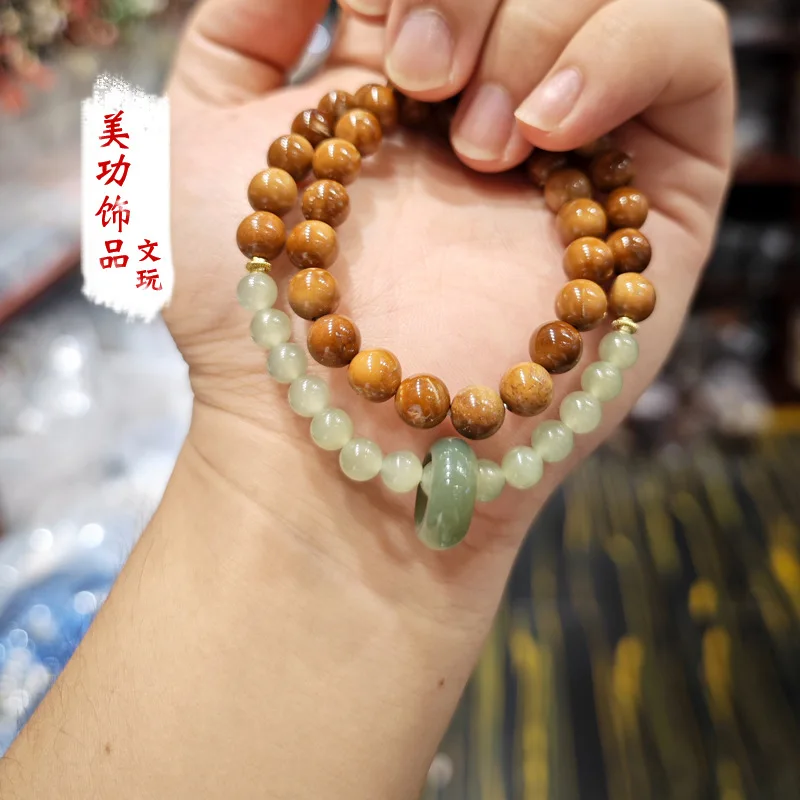 Cook Multi-Wrap Bracelet Crafts Hetian Jade Bracelet Charcoal Bodhi Root Pliable Temperament Ornament