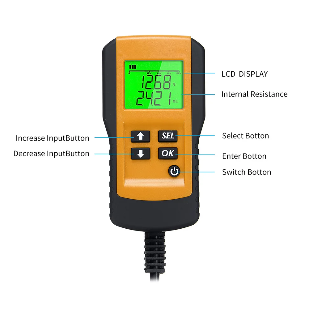 Imagem -02 - Automóvel Bateria Capacidade Tester Digital Bateria Resistência de Energia Vida Tester Analyzer Ae300 12v