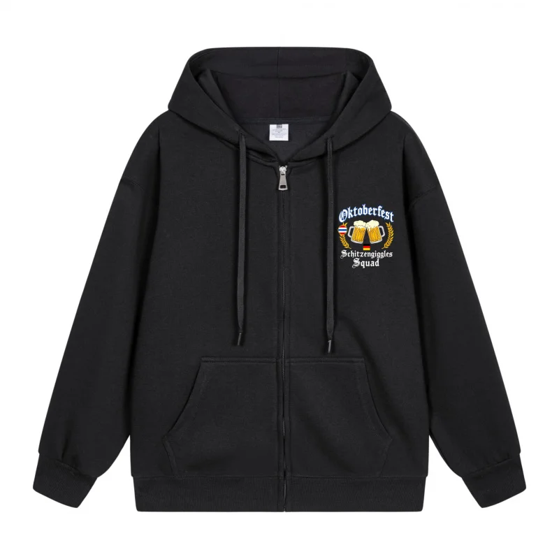 

Men's Zip-Up Hoodie Black Hoodie With Logo Print 2025 New Style Casual Couples’ Style Couples’ Style