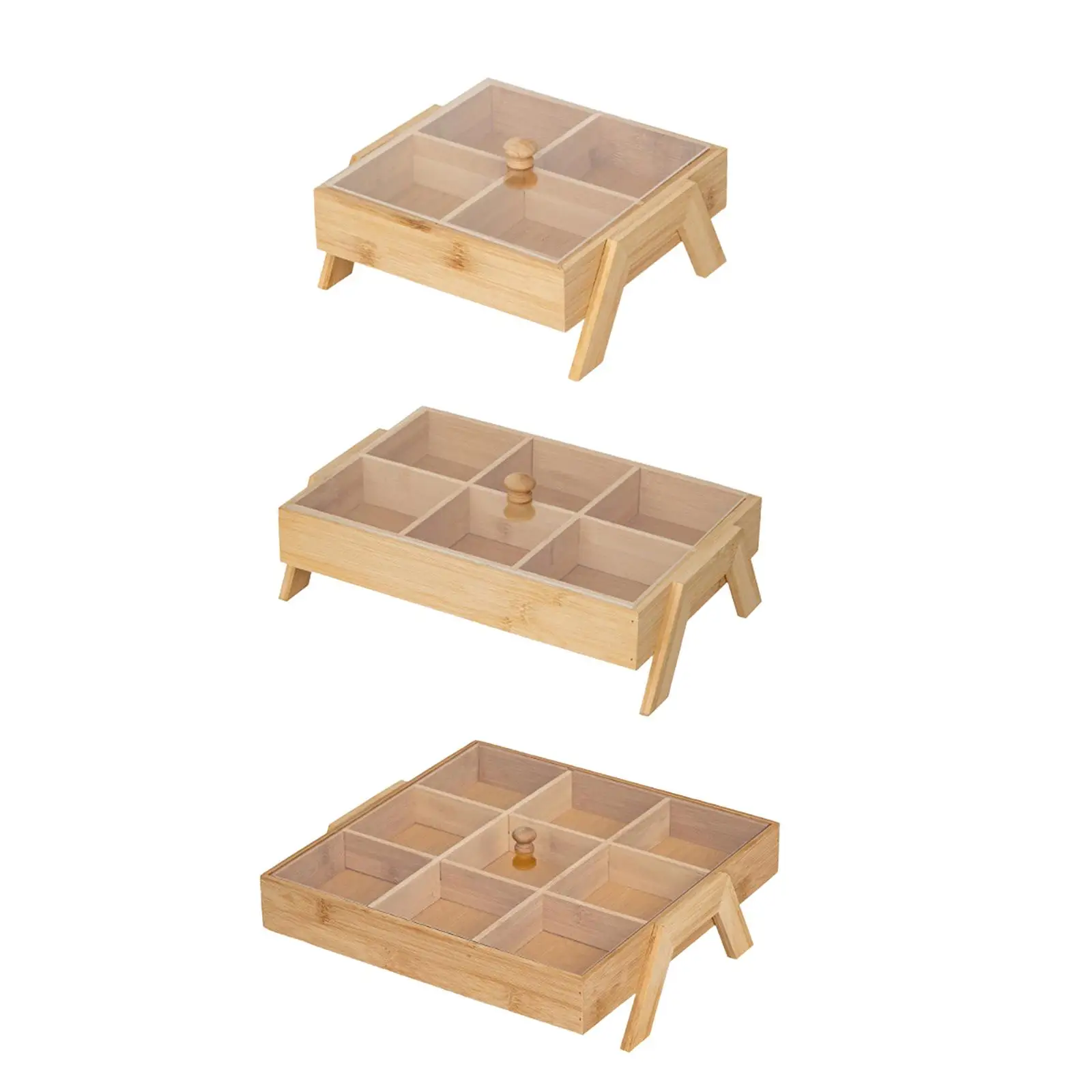 Plateau de service pour noix avec couvercle, plat à bonbons pratique à compartiments pour ferme, salon de thé, camping, cuisine intérieure