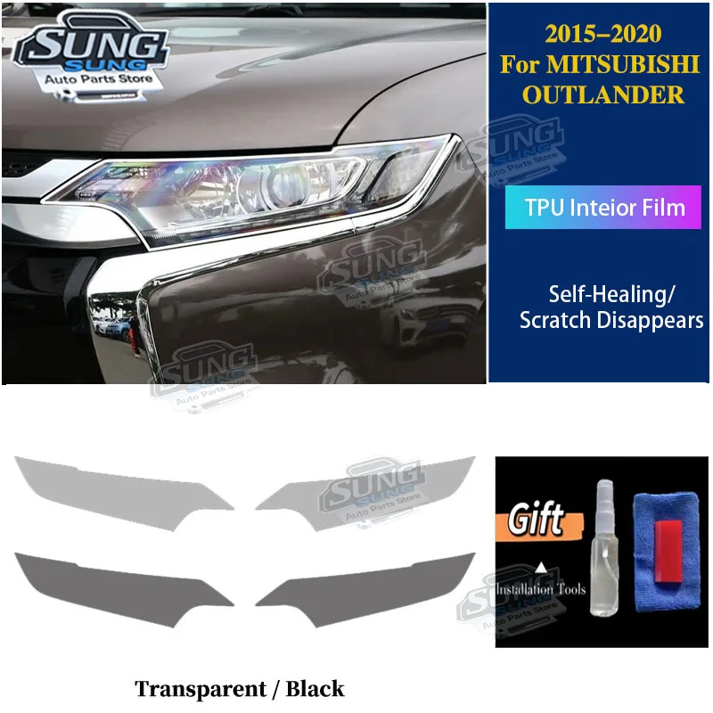 

For MITSUBISHI OUTLANDER 2015-2020 pre cutting Car Headlight Protect Car Film Headlamp TPU Exterior Sticker PPF Car Accessories