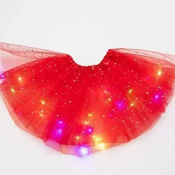 1pc LED Glowing Light Kids Girl Princess Tutu Skirts Children Cloth Wedding Party Dancing Miniskirt Costume Cosplay Led Clothing