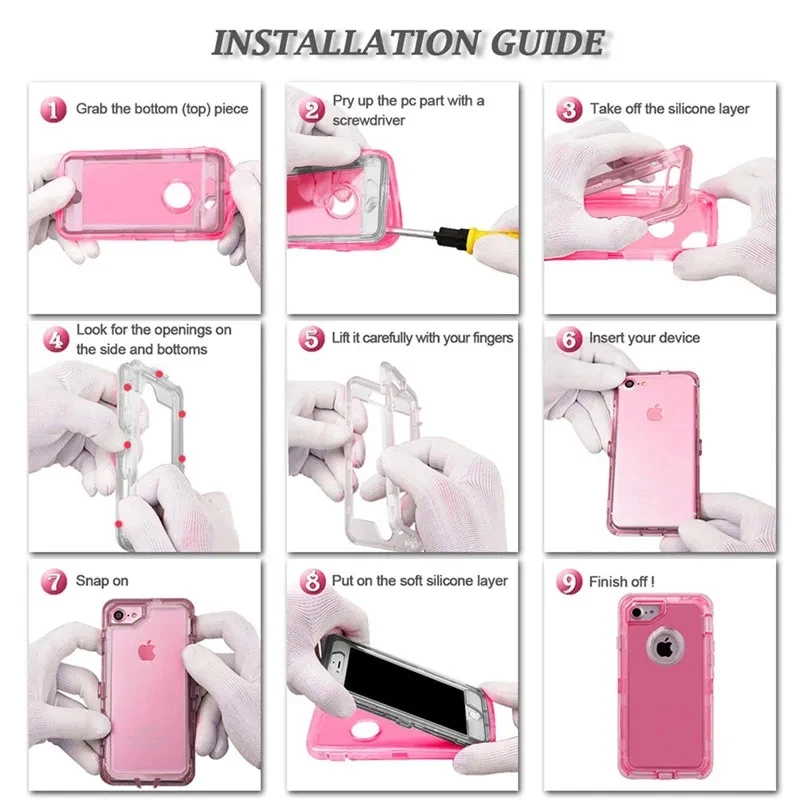 Hülle für iPhone 16 15 14 13 12 11 Pro Max Plus Xs Xr 8 7 Full 3 in 1 stoßfest Heavy Duty Anti-Scratch Rugged Clear Cover Funda – Detail 1