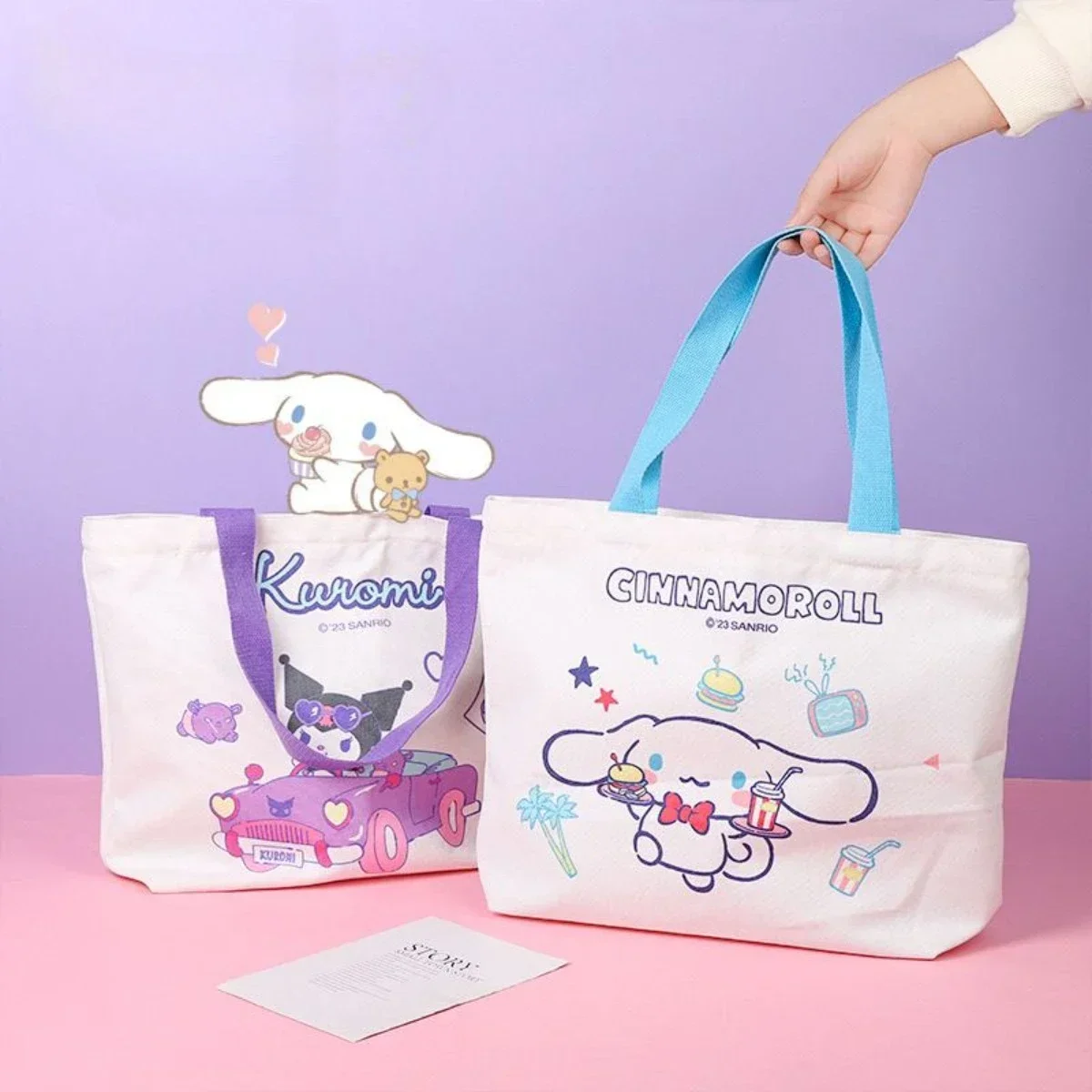 Hello Kitty Tote Bag MINISO Portable Shoulder Bag My Melody Light Large Capacity Storage Book Handbag