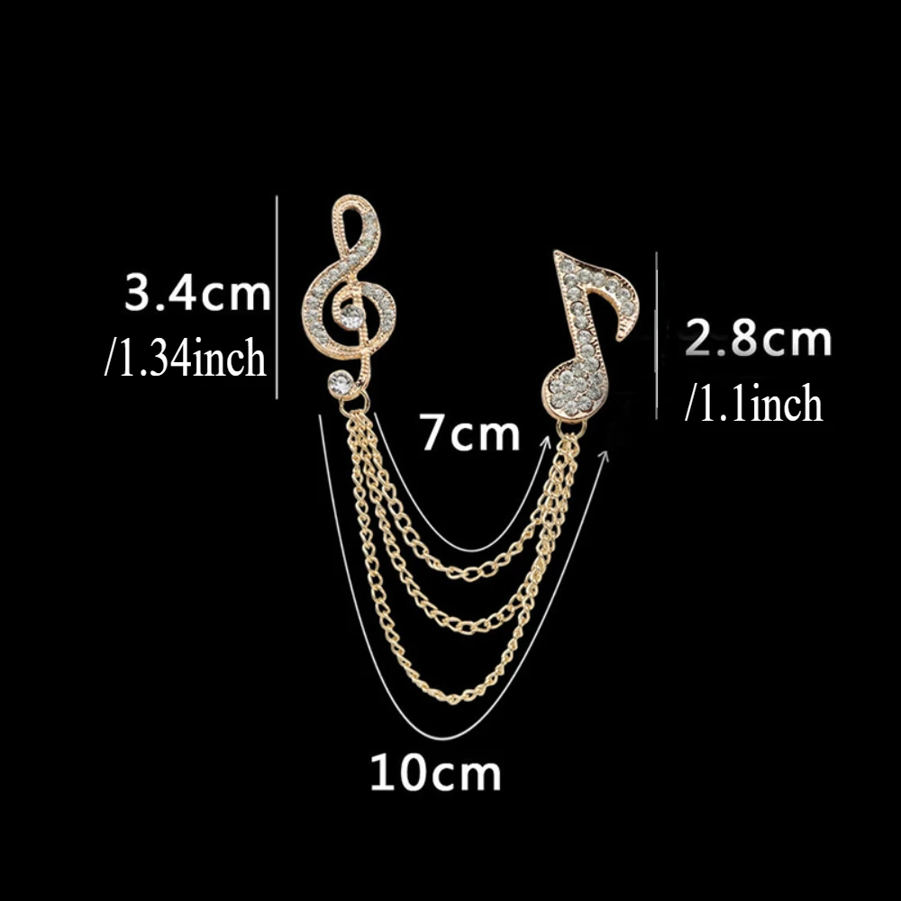 Personal Musical Note Chain Brooch Exquisite Chest Flower Clothing Collar Needle Pin Formal Occasions Men's Suit Metal Pin