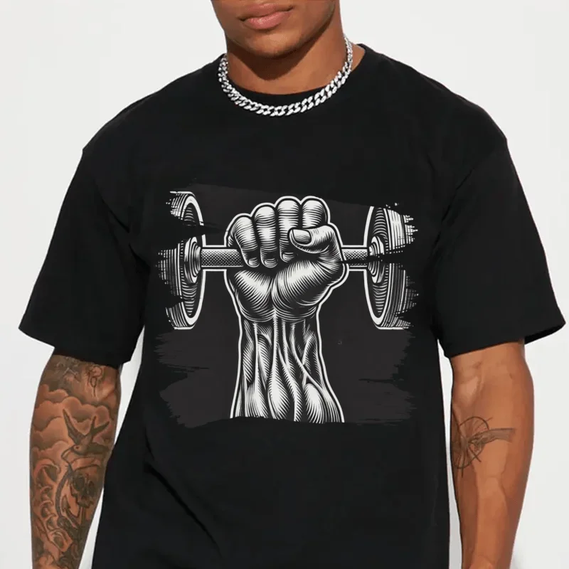 

2025 New T-shirts Men Summer New Sports Leisure Cotton Round Neck Fashion Loose and Comfortable Clothing Gym Running Shirts Man