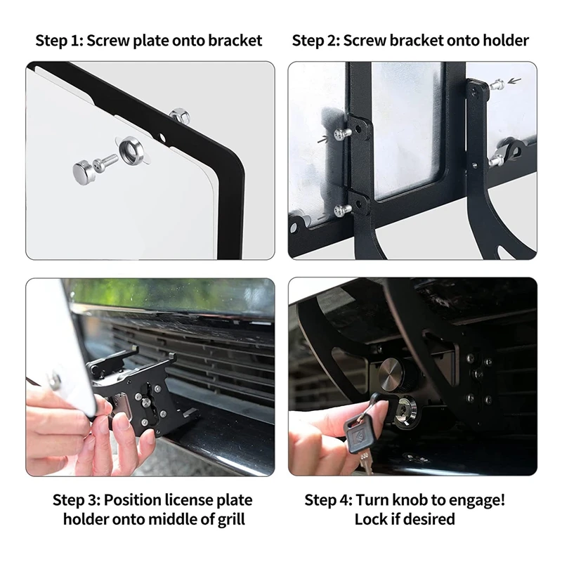 License Plate Holder For Tesla Model 3/Y 2017-2023 With Anti-Theft Features Front License Plate Bracket Mounting Kit Replacement