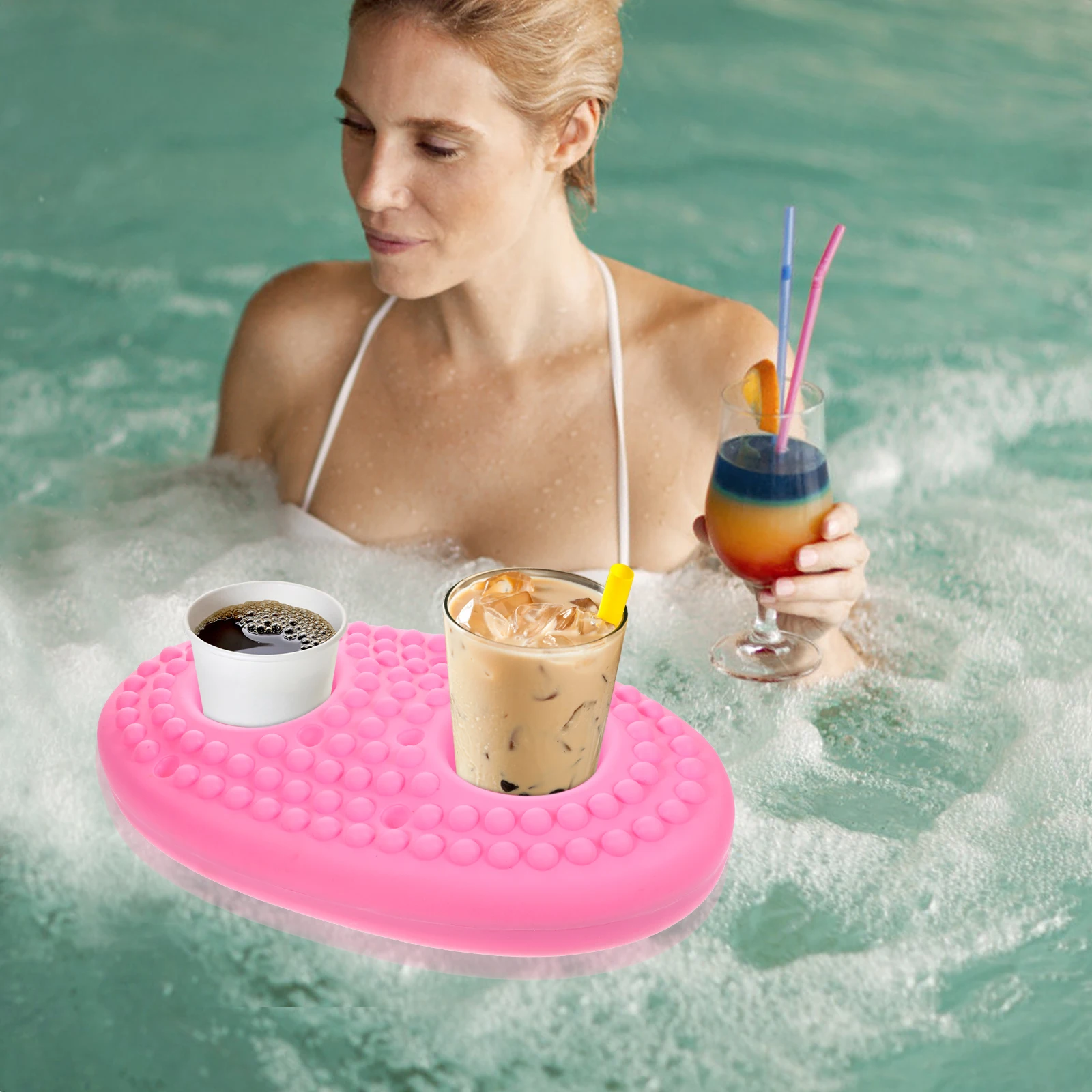 

Colorful Silicone Floating Drink Holders Inflatable Pool Float Fun Bath Toy for Kids Decorative