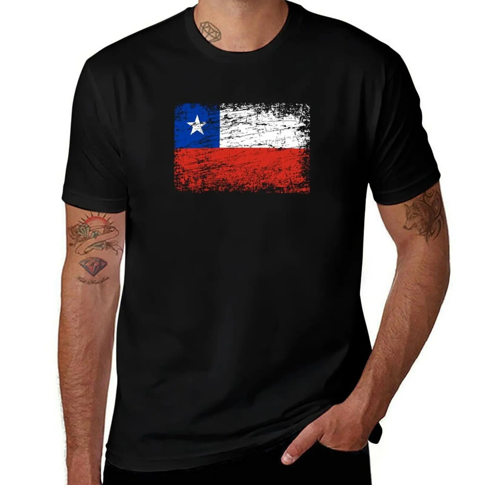 Chile flag used look T-Shirt Vintage Style Printed Top