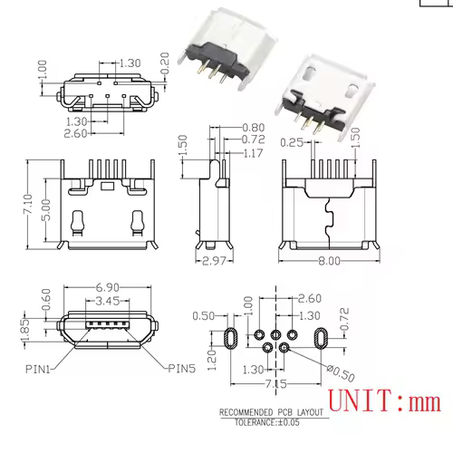 10PCS Micro USB 2P 5P Jack Charging Port Plug Dock Charger DIP SMD For Phone Tabletels Speakers etc Port Socket Power Connector - Image 15