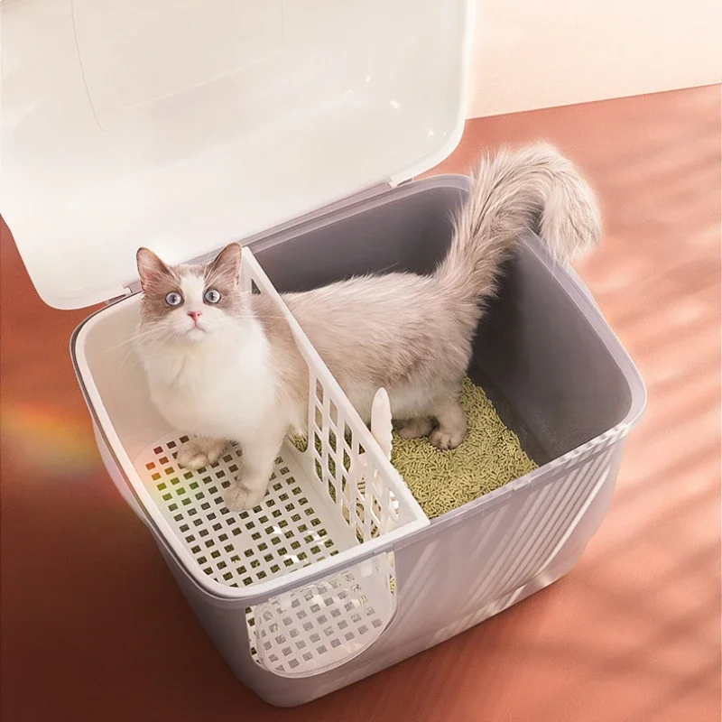 Long Corridor-Style Cat Litter Box Odor Blocking and Deodorizing Dry and Wet Separation Litter Tray with Large Space Pet