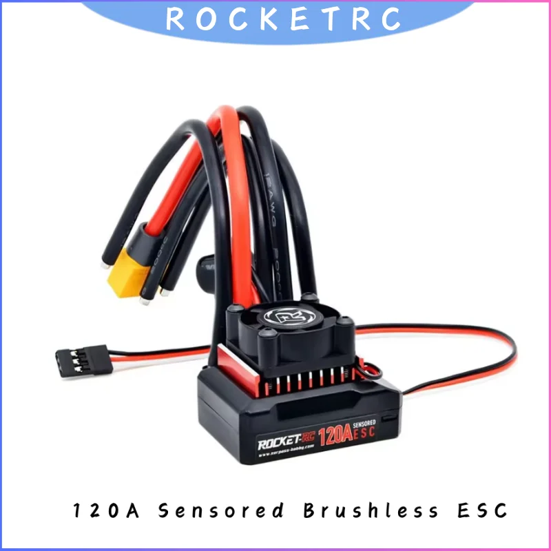 

Rocket-RC 120A Водонепроницаемый бесщеточный регулятор скорости с датчиком для радиоуправляемой машины 1/10, 6 В/4 А BEC с охлаждающим вентилятором