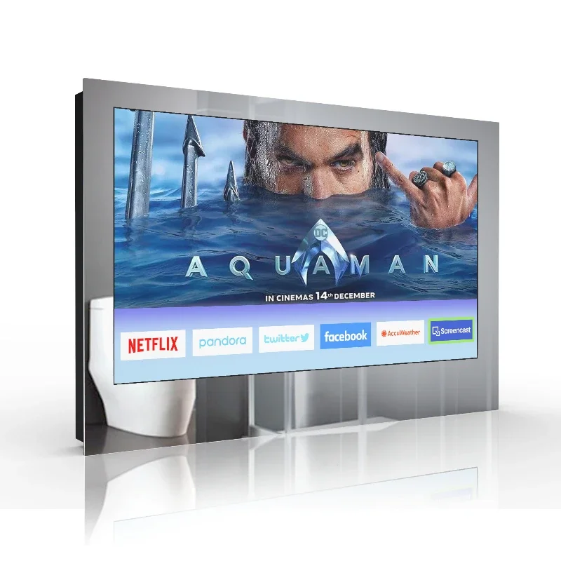 

24" Android Smart TV Bathroom Mirror with Waterproof Screen Equipped with LED LCD Display 100 X 100 Inches 720p HD