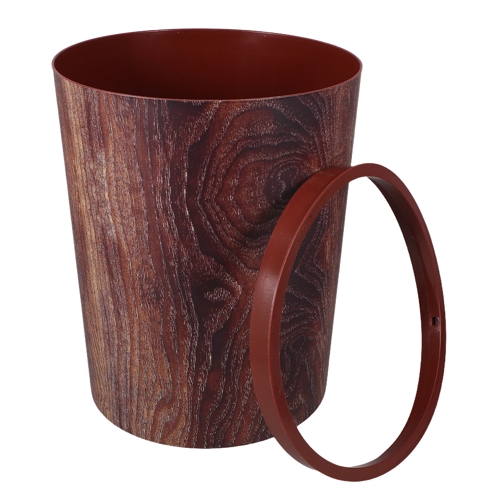

Large Capacity Bathroom Trash Can Vintage Wood Grain Design Decorative Garbage Bin For Kitchen Office Bedroom Household Plastic