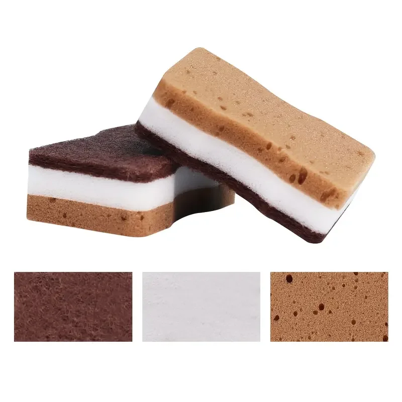 2-20Pcs Three-Layer Seaweed Cleaning Sponges Dishwashing Sponges High-Quality Kitchen Cleaning Cloths Kitchen Cleaning Brushe view 5
