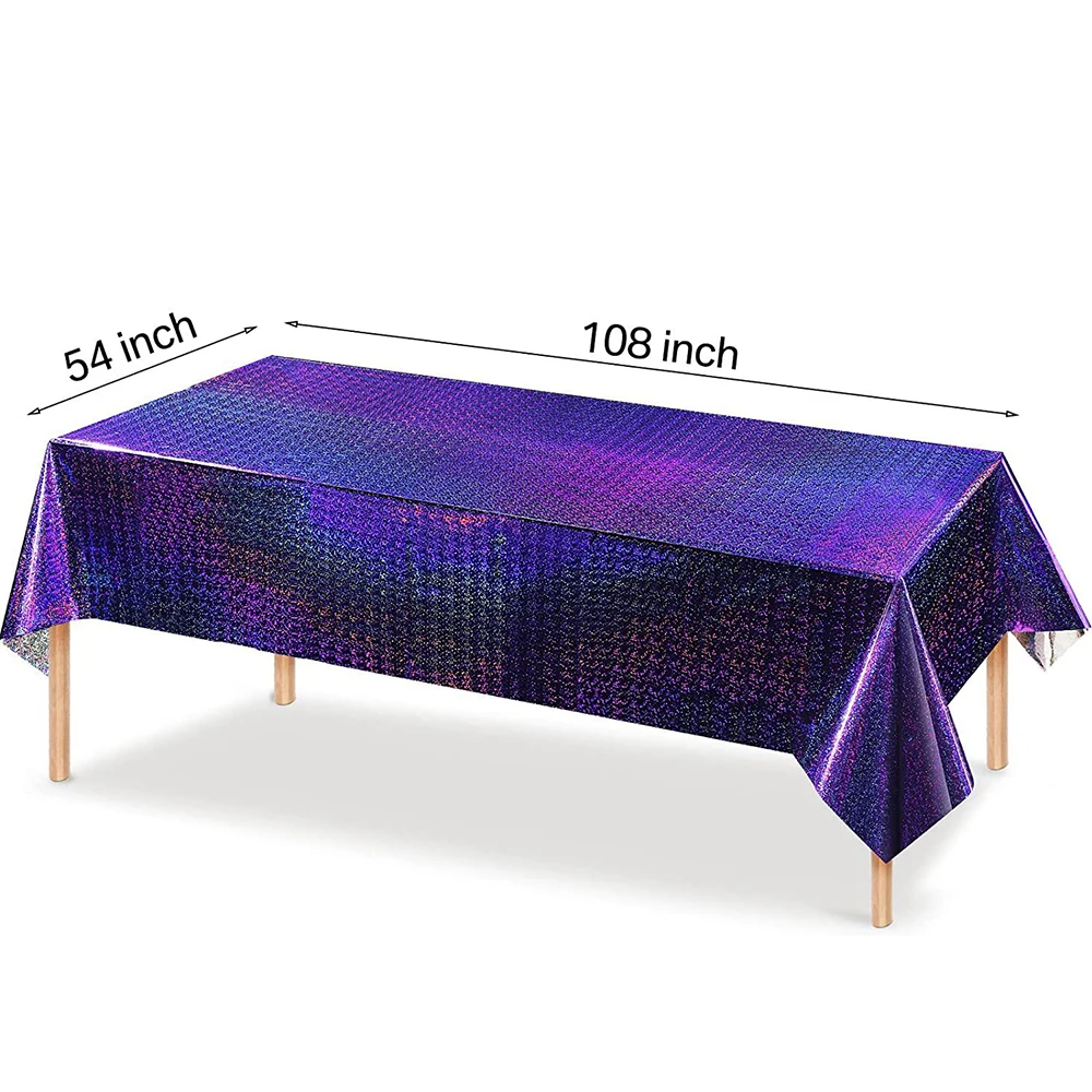 1–10 Stück schillernde, glänzende Einweg-Laser-Rechteck-Tischdecken, Kunststoff-Tischdecken, Geburtstagsparty-Dekoration, Weihnachten, 108 x 54 Zoll – Detail 4