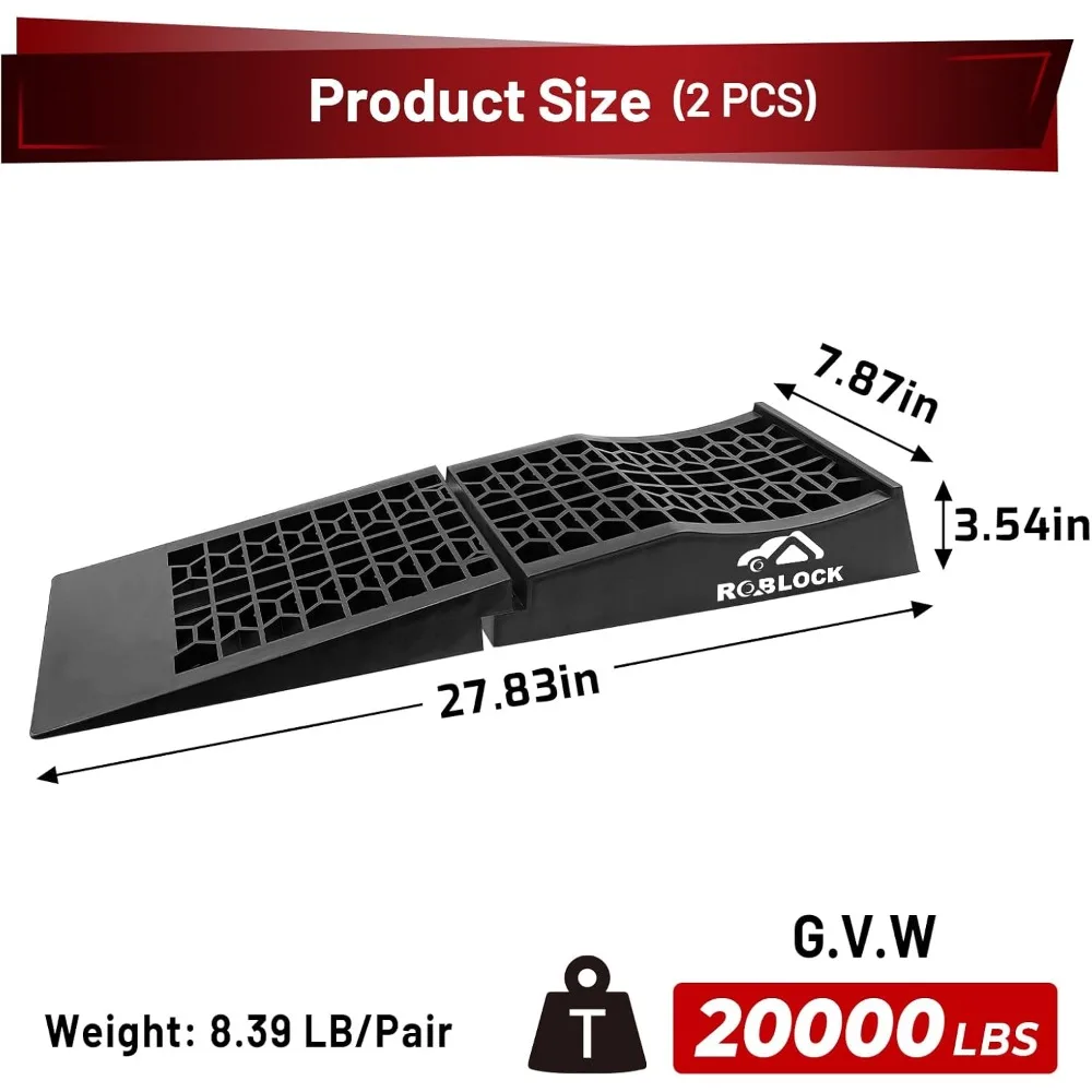 Adjustable Low-Profile Vehicle Ramps for Jack Support and High Lift, Sturdy Car Ramps for Low-Slung Cars, Detachable Automotive