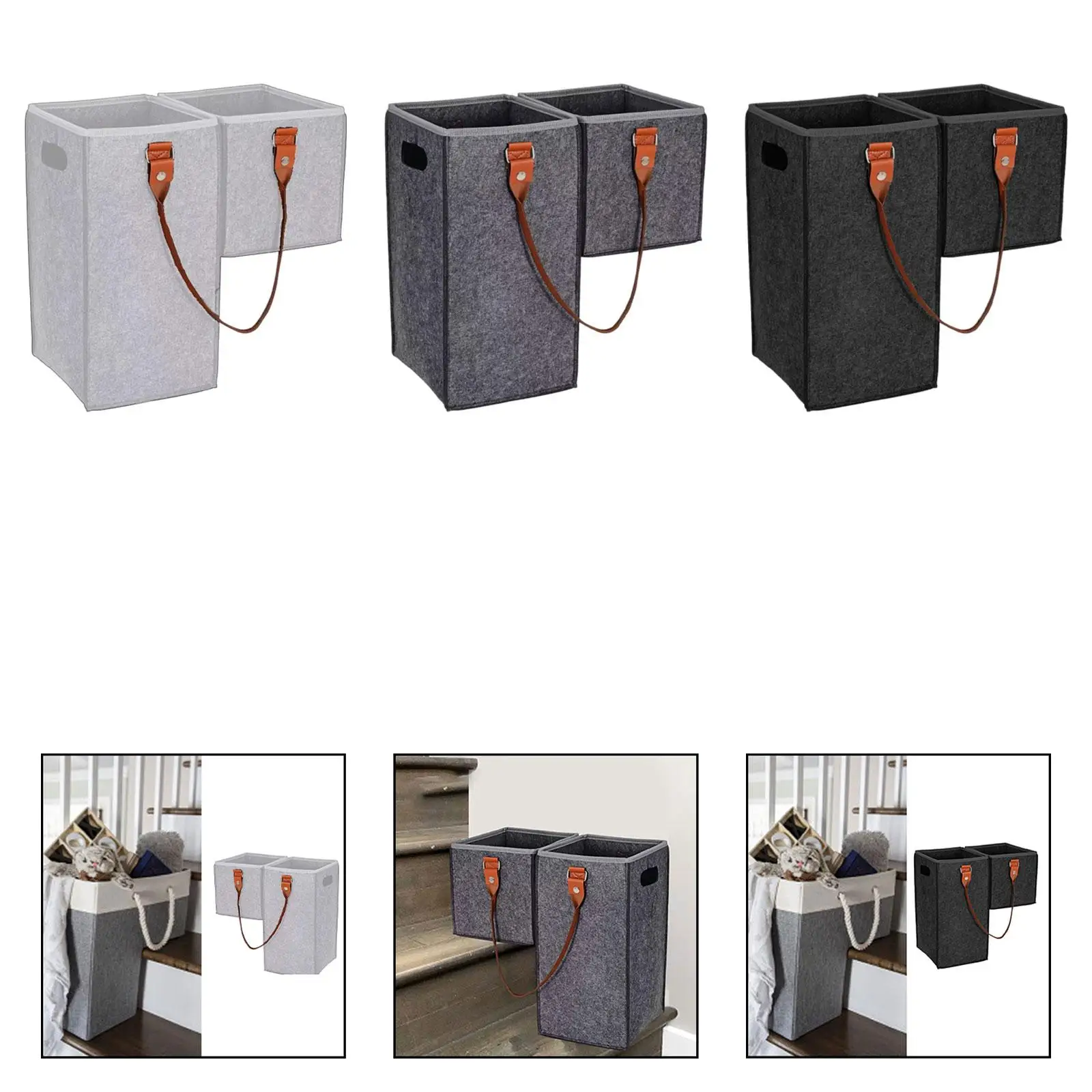 

L Shape Felt Stair Basket Portable Lightweight Wear Resistant for Holding Papers, Books, Shoes Multifunctional 17.5x9.4x17inch
