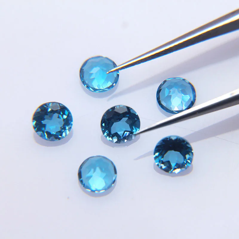 

50pcs/Lot Authentic Natural Swiss Blue Topaz Facet Round 1mm-4mm Semi-precious Stone Eye Clear Loose Gemstones For Jewelry