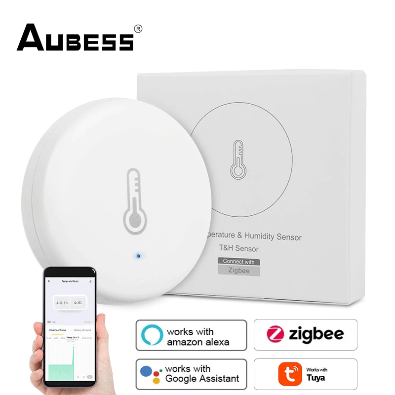 

Tuya Zigbee 3.0 Slimme Temperatuur-En Vochtigheidssensor Tuya Smart Life App Afstandsbediening Werken Met Alexa Google Home