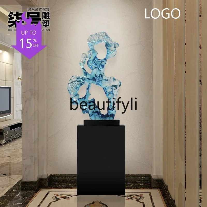 6239Taihu Stone Sculpture Ornament Large Floor-standing Entrance Decoration Hotel Transparent Resin Artwork