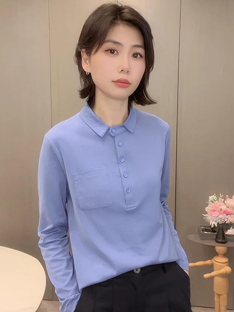 

Женская футболка Slim Fit из чистого хлопка с длинным рукавом, новинка весенней коллекции, маленький размер, удобная, дышащая, в корейском стиле