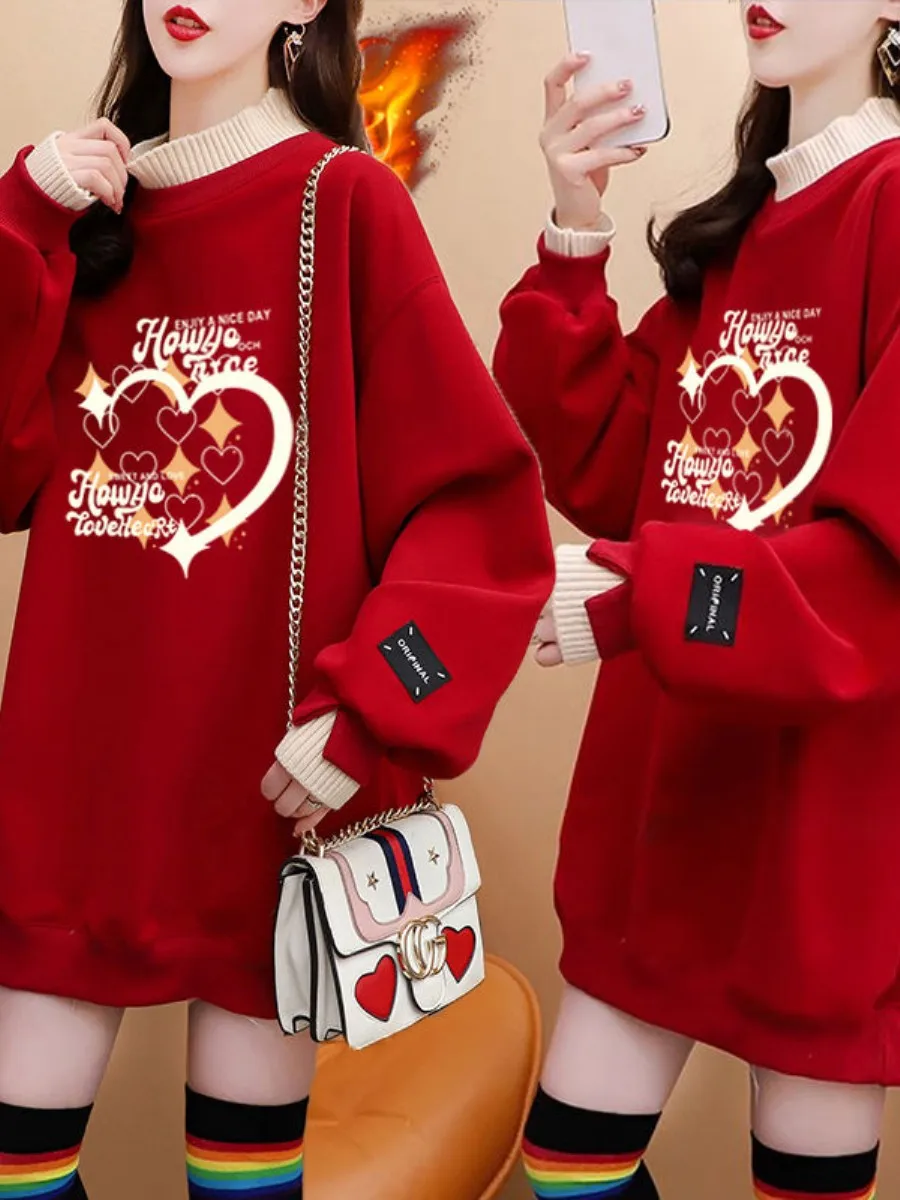 厚手のフリースの女性のパーカーハーフハイカラージャケット新年耳カバー大きいサイズ秋冬アンチエイジング女性服