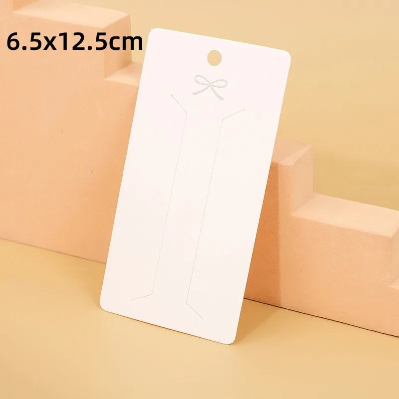 50pcs White Bow Long Cards Hairclips Hairpin Display Card for DIY Girls Hair Jewelry Display Packaging Card Retail Price Tag