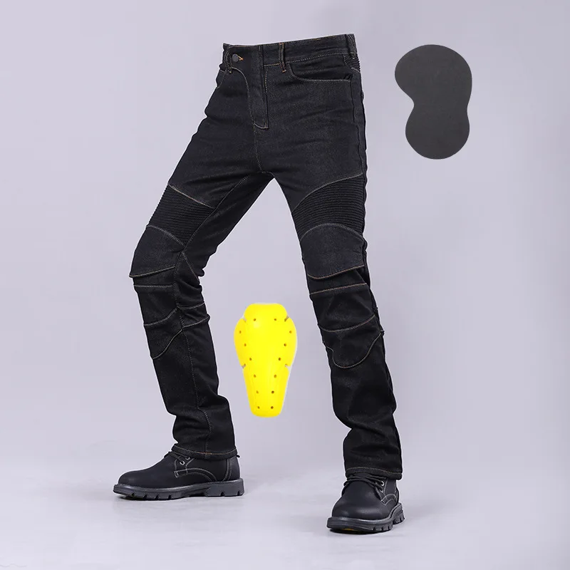 

Men's Winter Riding Motorcycle Cargo Pants Male Outdoor Riding Jeans Moto Protective Gear With Hip Knee Gear Long Trousers