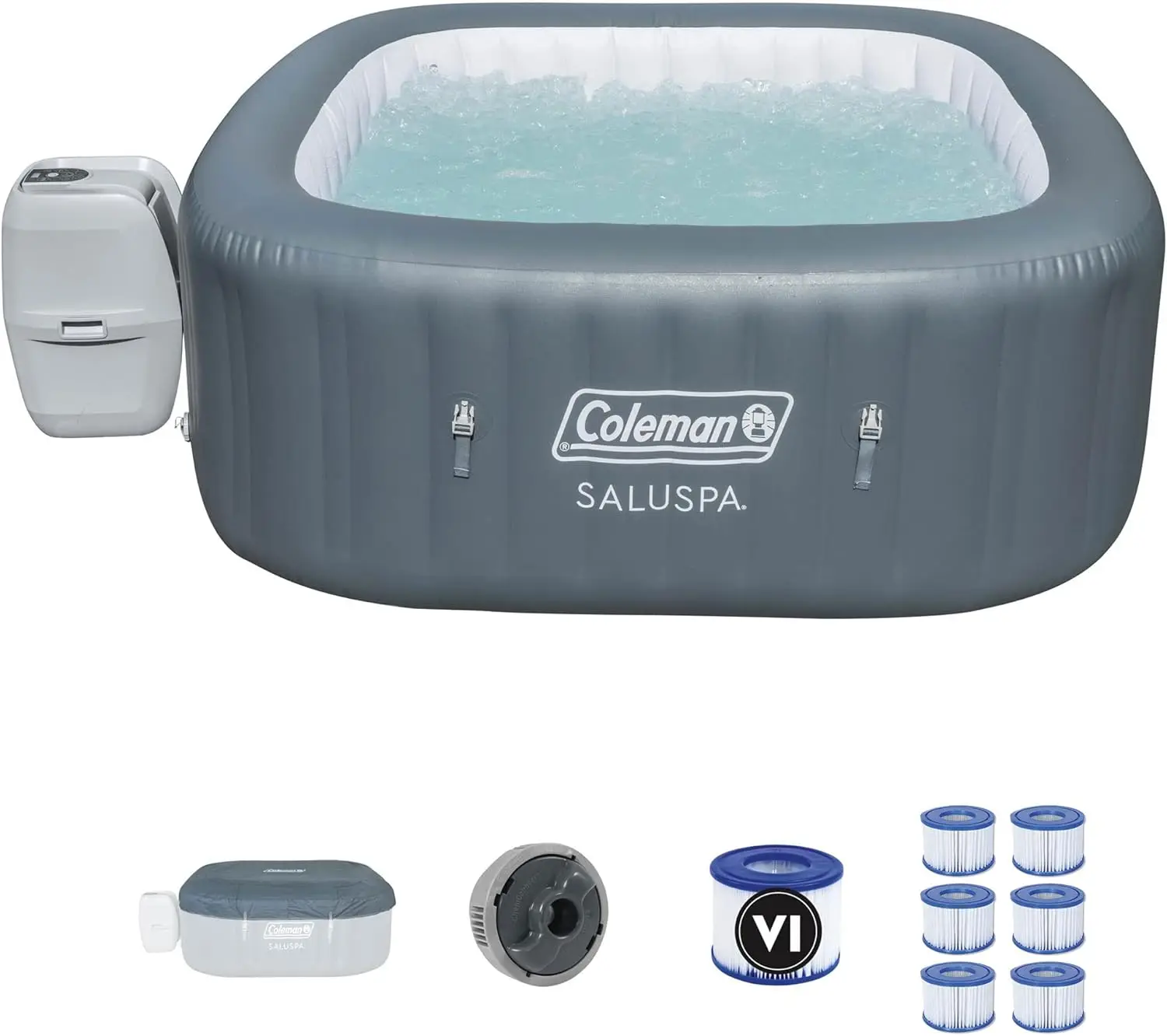 Coleman Saluspa Hawaii Airjet Inflatable Hot Tub Spa With 140 Bubble Jets, 12-Pack Type Vi Filter Cartridges, And Energysense