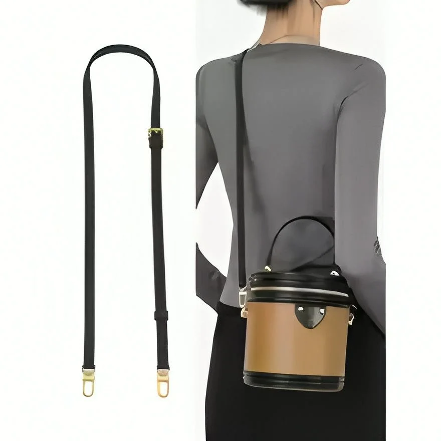 Vintage Hard‑Case Round Cylinder Cosmetic Purse Brown & Black Contrast Leather Trim Zipper Top Small Top Handle Detachable Shoulder Strap Ladies Mini Crossbody Box Bag
